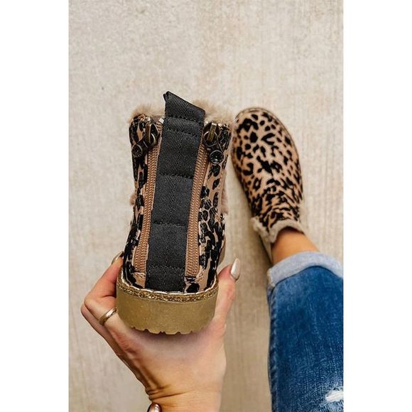 Azura Exchange  Leopard Zip Up Fleece Lining Chelsea Boots - Picture 3 of 7